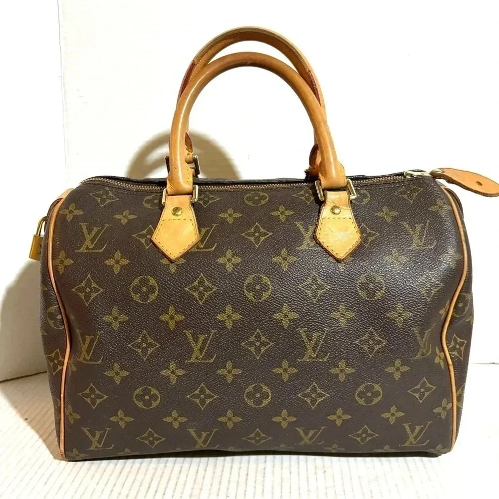Louis Vuitton monogram speedy 45 vintage brown coated canvas LV top handle bag